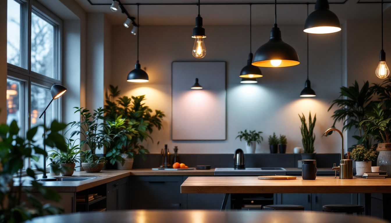 A photograph of a well-lit interior space showcasing various cam lighting fixtures in use