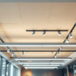 A photograph of a well-lit drop ceiling installation in a commercial space