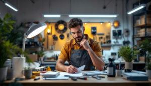A photograph of a well-lit workspace featuring a lighting contractor comparing led tube lights with various alternative lighting options
