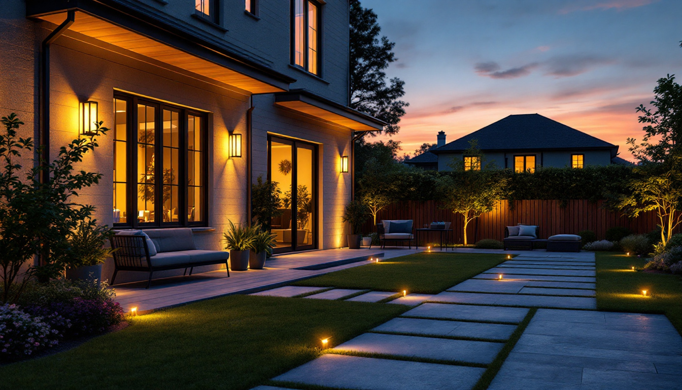 A photograph of a beautifully illuminated outdoor space at dusk