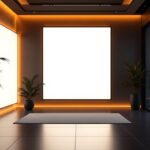 A photograph of a modern interior space illuminated by sleek led panel lights