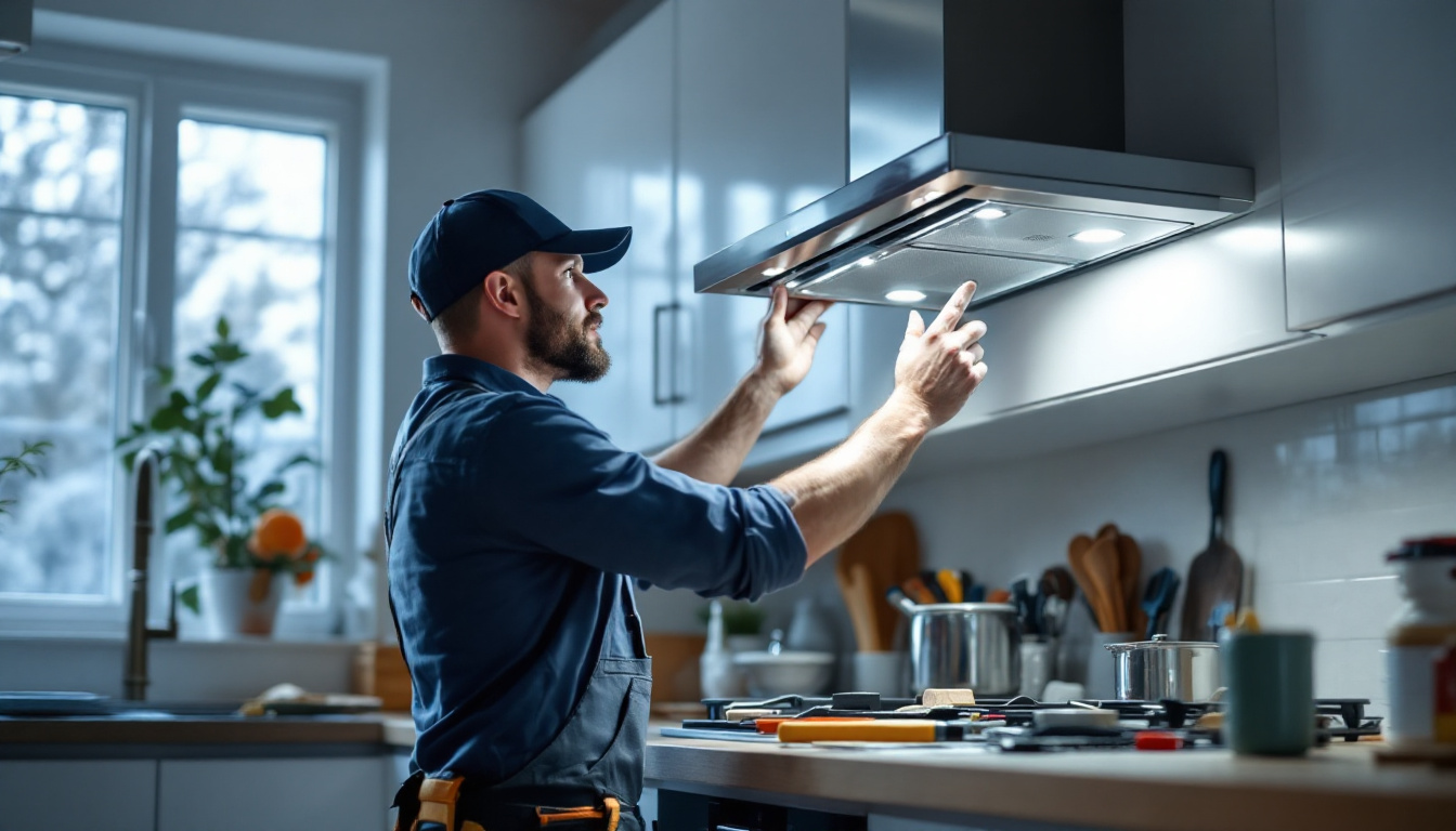 A photograph of a lighting contractor expertly installing a sleek