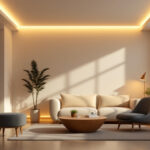 A photograph of a beautifully designed room featuring modern led flush ceiling lights