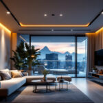 A photograph of a beautifully designed interior space featuring various types of recessed lighting