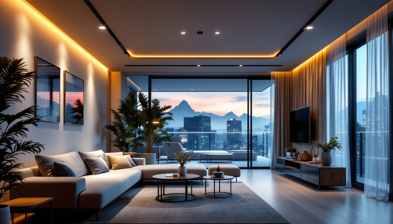 A photograph of a beautifully designed interior space featuring various types of recessed lighting