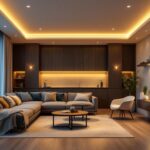 A photograph of a well-designed room featuring recessed downlights