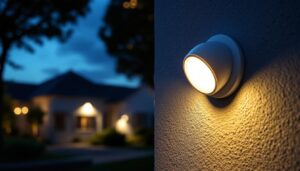 A photograph of a security light sensor in action