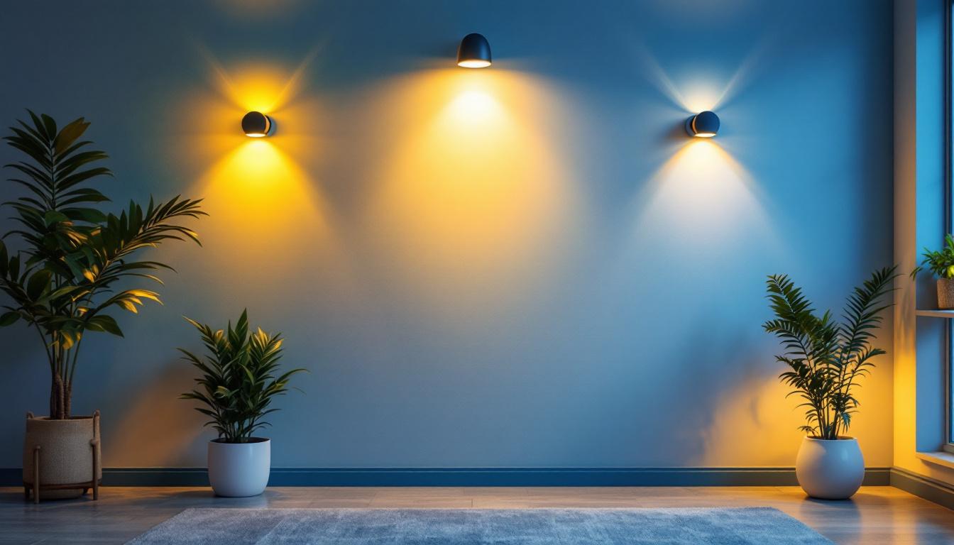 A photograph of a well-lit interior space featuring stylish led wall lights