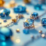 A photograph of a beautifully arranged display of various jewelry pieces under soft