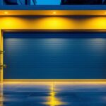 A photograph of a well-lit outdoor garage showcasing bright