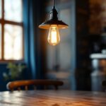 A photograph of a stylish barn light fixture elegantly illuminating a rustic interior space