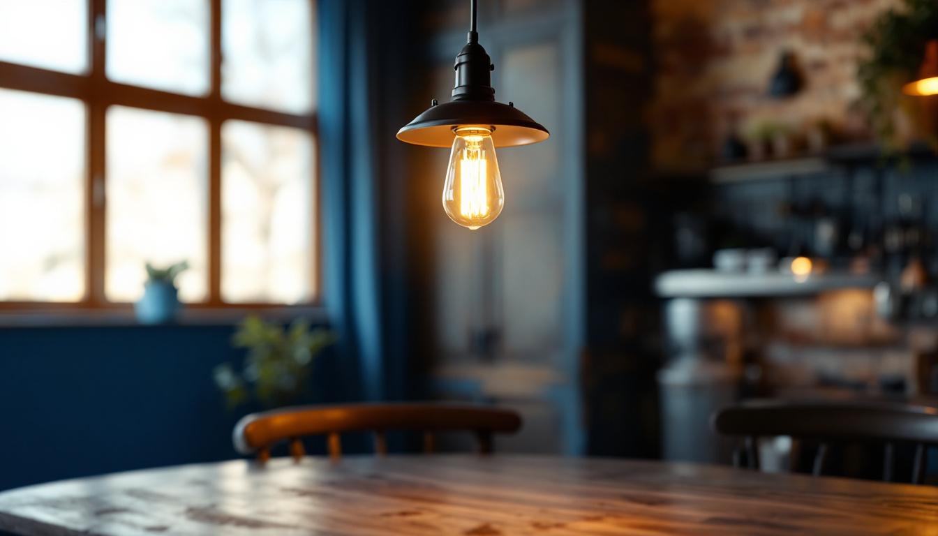 A photograph of a stylish barn light fixture elegantly illuminating a rustic interior space
