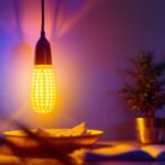 A photograph of a vibrant corn cob led light fixture in a cozy