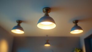A photograph of a well-lit interior space featuring three stylish led can lights installed in the ceiling