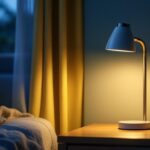 A photograph of a stylish motion-activated lamp in a cozy