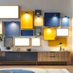 A photograph of a well-lit interior space showcasing various styles of wall light boxes