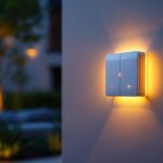 A photograph of a modern exterior light switch timer installed on a stylish outdoor wall