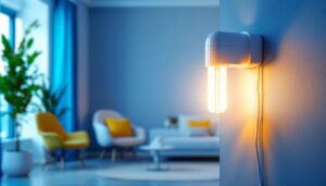 A photograph of a modern t5 bulb fixture installed in a stylish