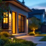 A photograph of a well-lit outdoor space featuring modern led yard lighting installations