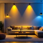 A photograph of a well-lit space featuring various types of affordable strip lights installed in creative ways