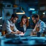 A photograph of a team of professionals engaged in a hands-on training session