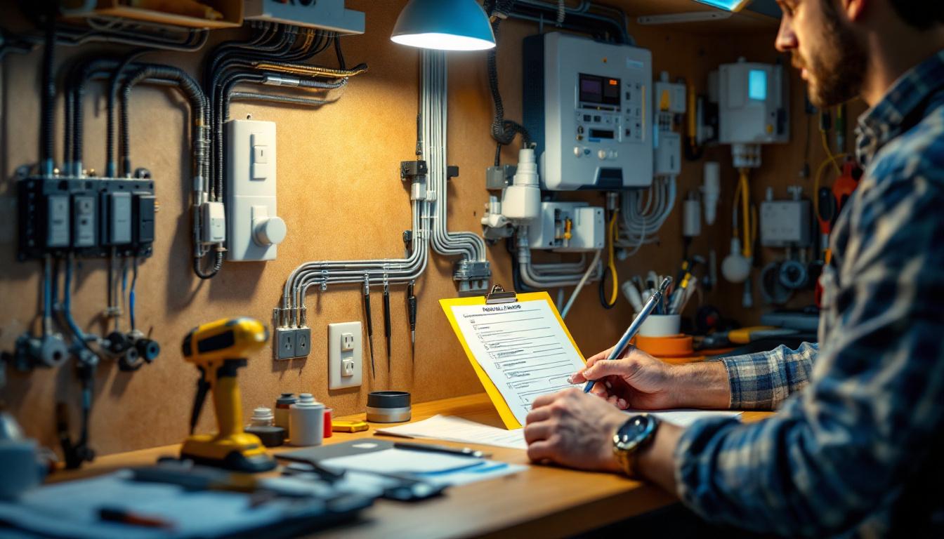 A photograph of a well-organized workspace featuring an array of electrical sockets