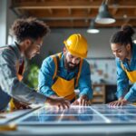 A photograph of a diverse team of professionals engaged in a hands-on training session