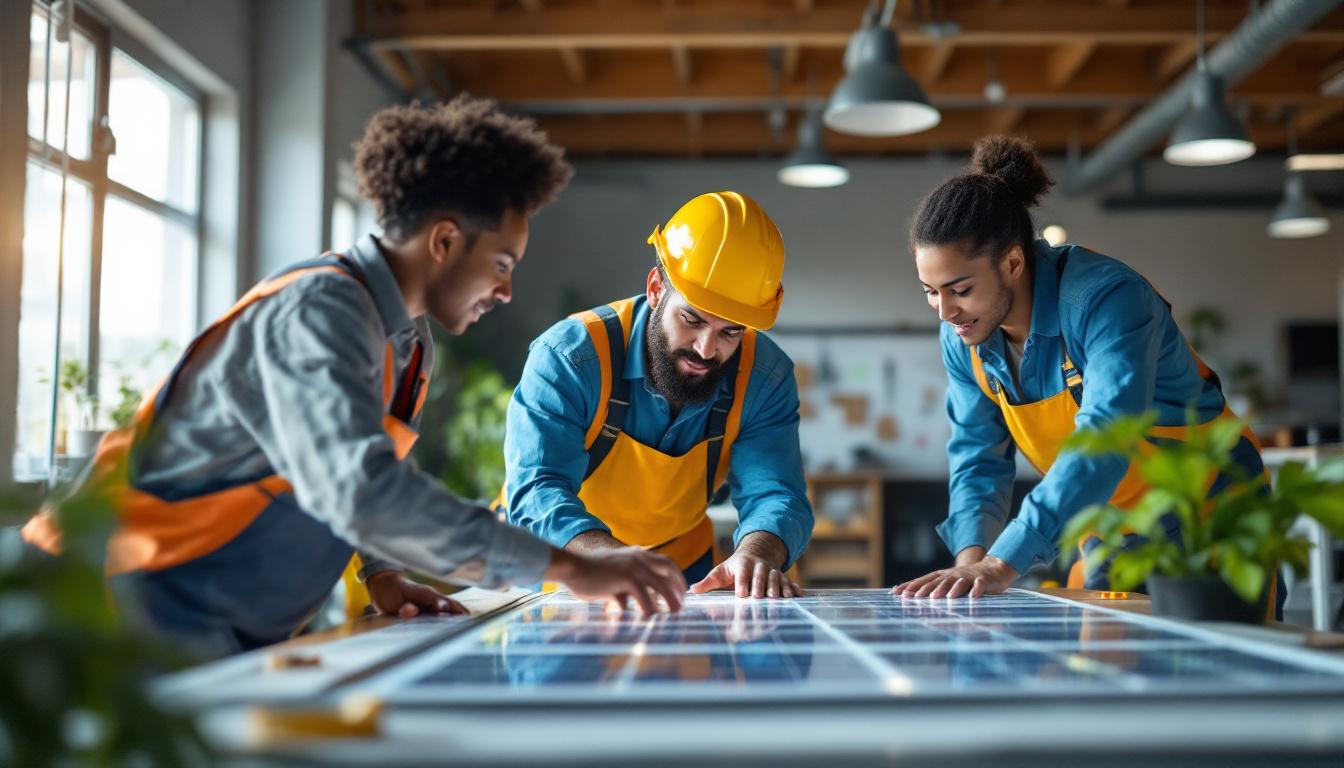 A photograph of a diverse team of professionals engaged in a hands-on training session