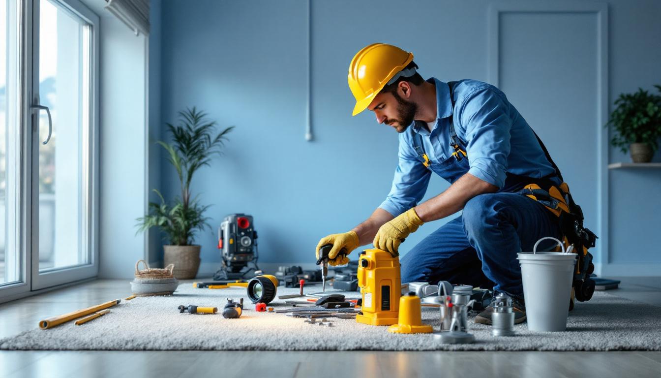 A photograph of a lighting contractor working on a residential installation