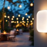 A photograph of a well-lit outdoor space showcasing an automatic light timer in action