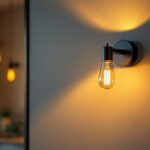 A photograph of a stylish black wall light installed in a modern interior setting