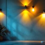 A photograph of a beautifully designed indoor space featuring various styles of wall-mounted lights