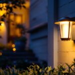 A photograph of a beautifully designed led outdoor porch light illuminating a welcoming entrance