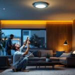 A photograph of a well-lit interior space showcasing a 4-inch recessed light in action