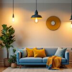 A photograph of a well-lit room featuring a variety of stylish light fixtures from home depot
