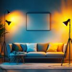 A photograph of a stylishly arranged temporary light socket setup in a modern home environment