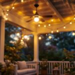 A photograph of a beautifully designed outdoor ceiling porch light installed in a cozy