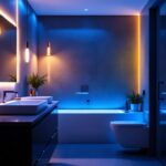 A photograph of a modern bathroom showcasing various led lighting installations