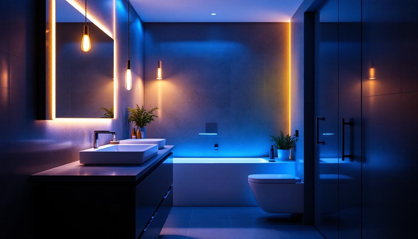 A photograph of a modern bathroom showcasing various led lighting installations