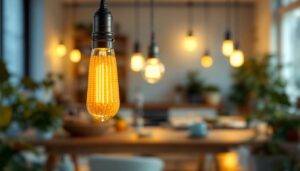 A photograph of a corn cob light fixture in a well-lit setting