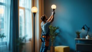 A photograph of a beautifully designed indoor lamp post lamp in a stylish setting