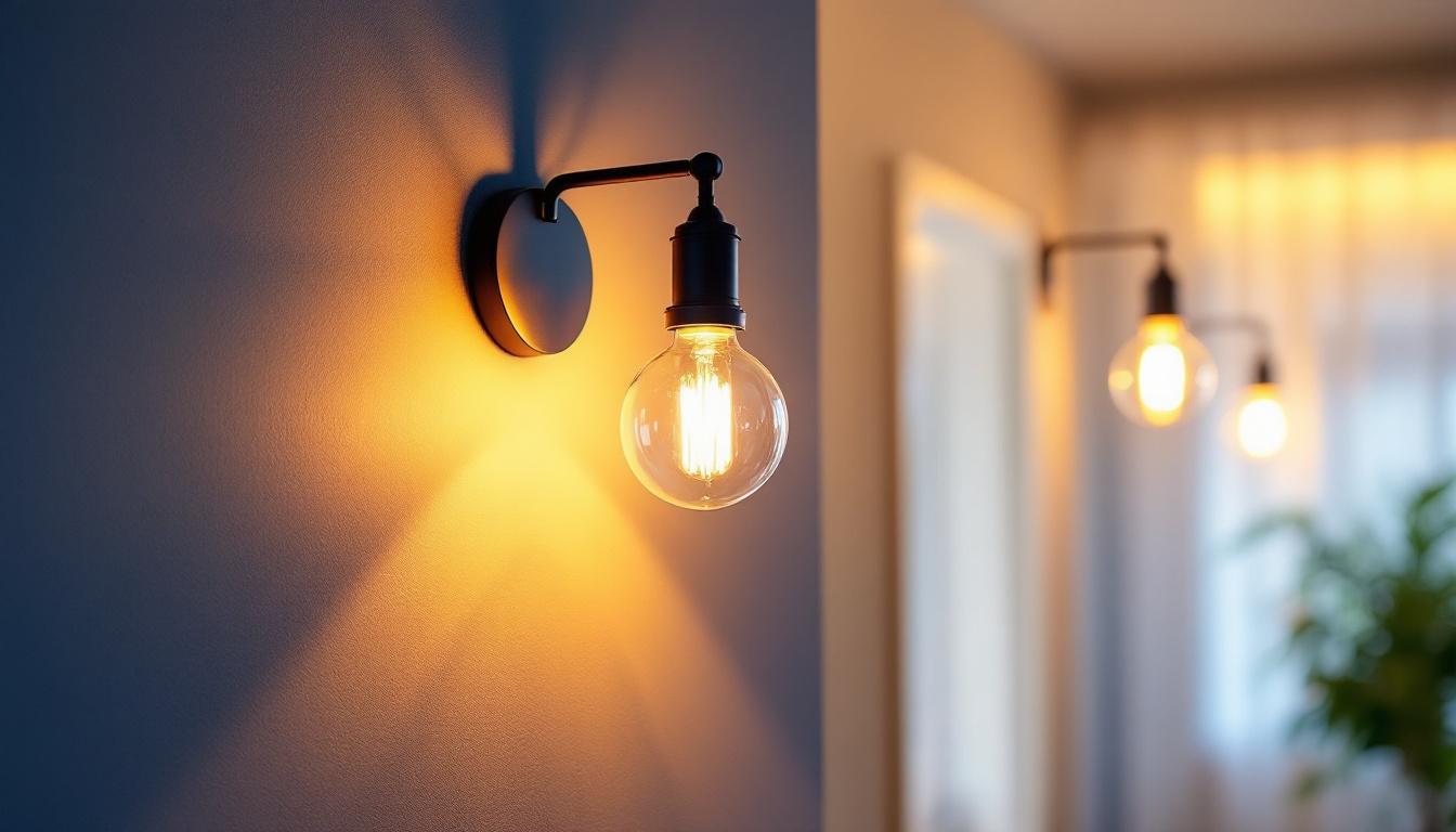 A photograph of a stylish light fixture sconce installed in a beautifully lit interior space