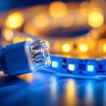 A photograph of a close-up shot of a 2-pin connector being used with led strip lights