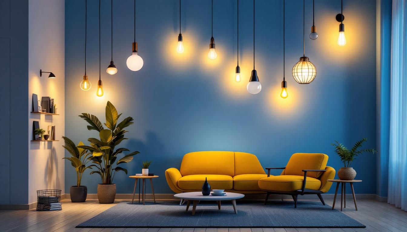 A photograph of a beautifully lit home interior showcasing a variety of stylish lighting fixtures