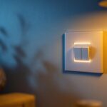 A photograph of a modern outlet switch integrated into an aesthetically pleasing lighting setup