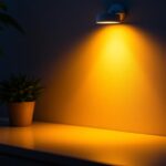 A photograph of capture a photograph of a dimly lit room featuring a light source emitting 50 lumens