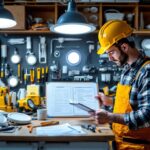 A photograph of a well-organized lighting contractor's workspace