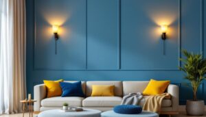 A photograph of a beautifully arranged interior space featuring elegant sconces light fixtures
