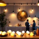 A photograph of a well-lit interior space showcasing a variety of 25 w type b bulbs in use