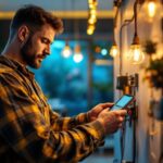 A photograph of a skilled electrician in action